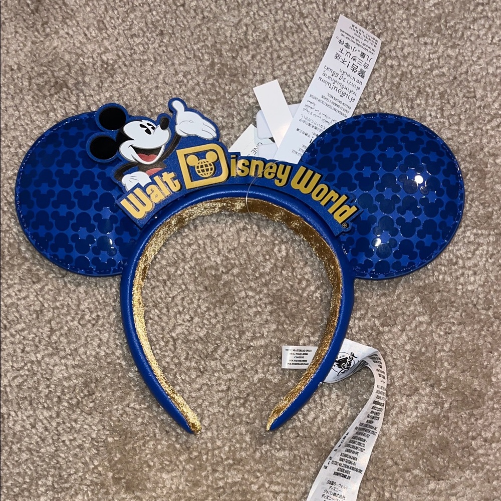 Disney World Park Mickey Mouse Blue and Gold Mouse Ears